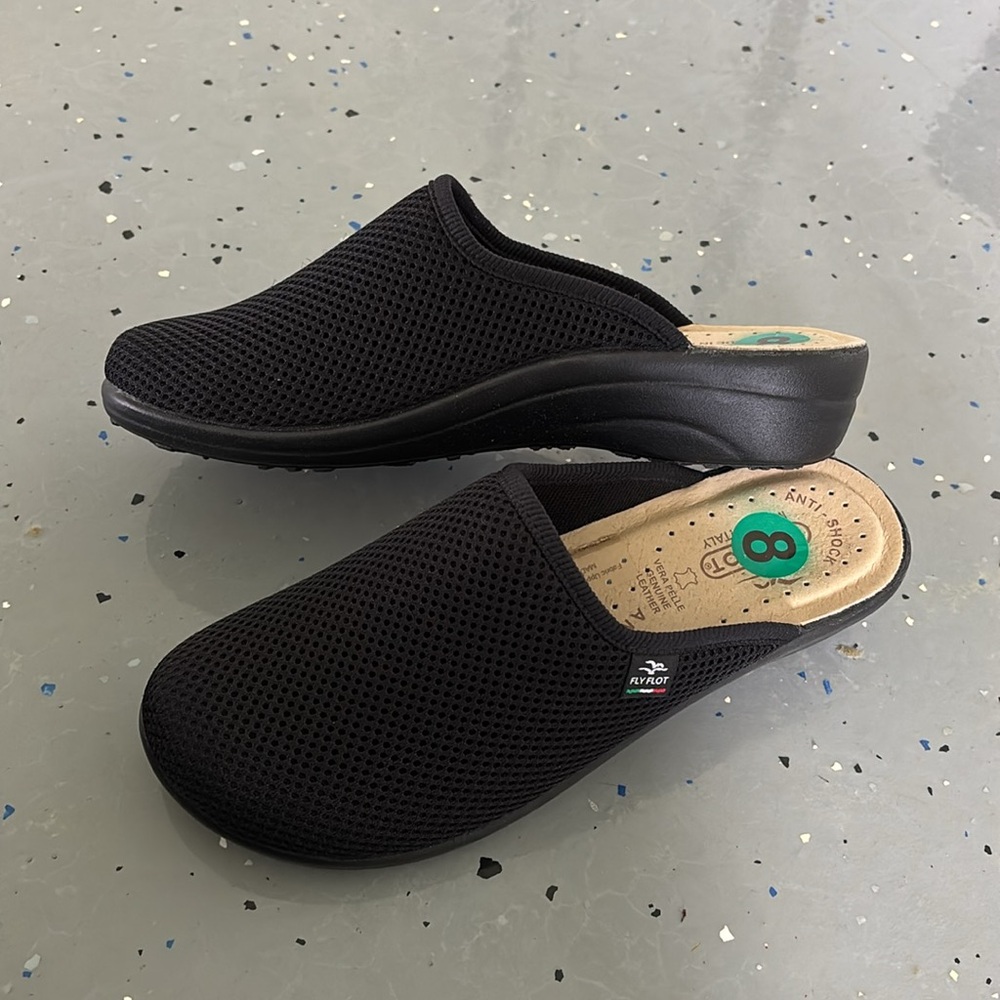 Black Mesh Slip-On Shoes